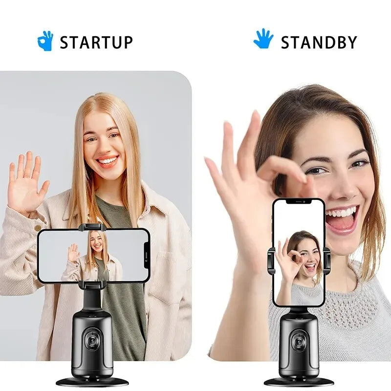 360° AI-Powered Auto Face Tracking Gimbal – Smartphone Stabilizer for Vlogging, Live Streaming, and Smooth Video Recording with Built-In Tripod!