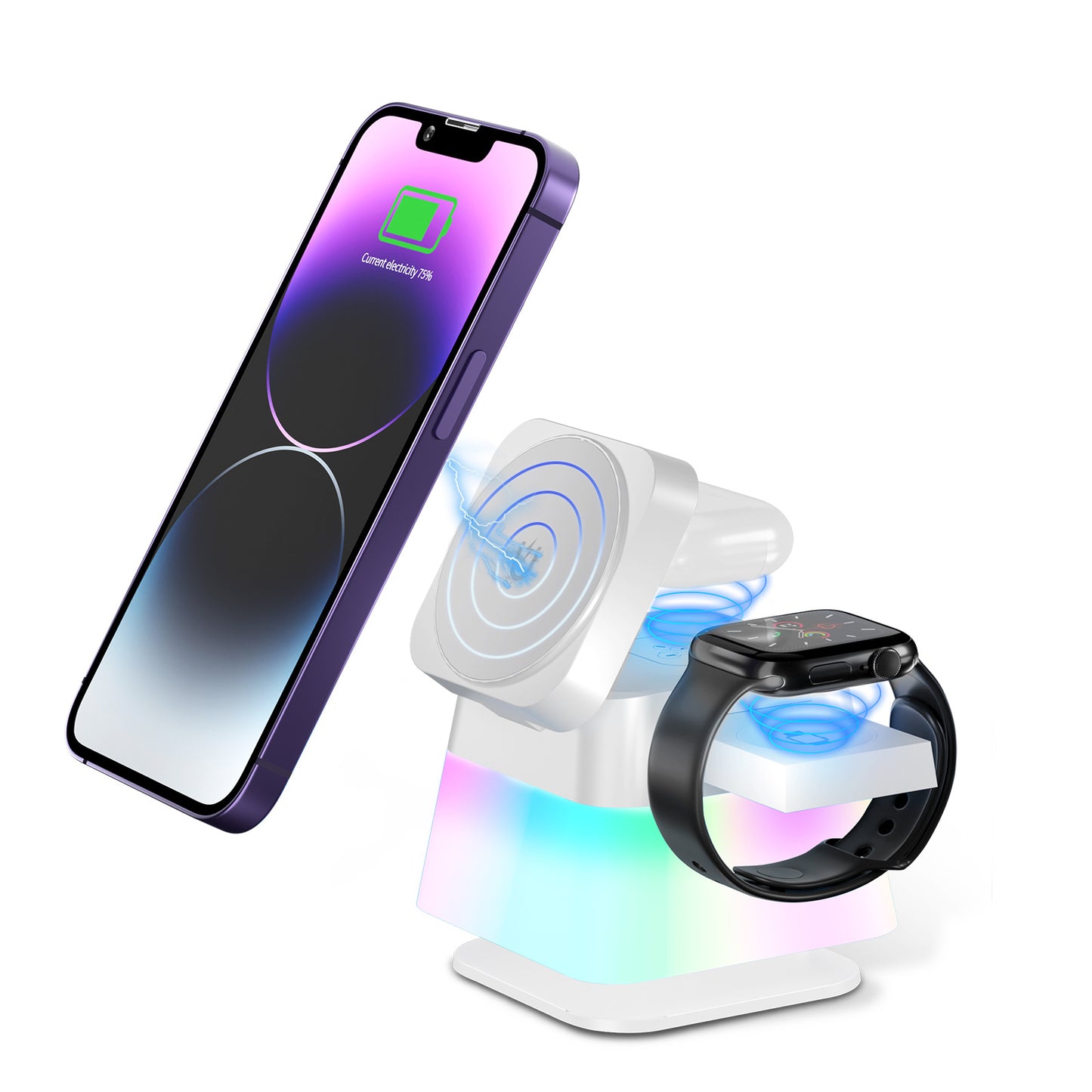 4-in-1 Magnetic Wireless Charging Station with LED Lights – Fast Charger for iPhone & More