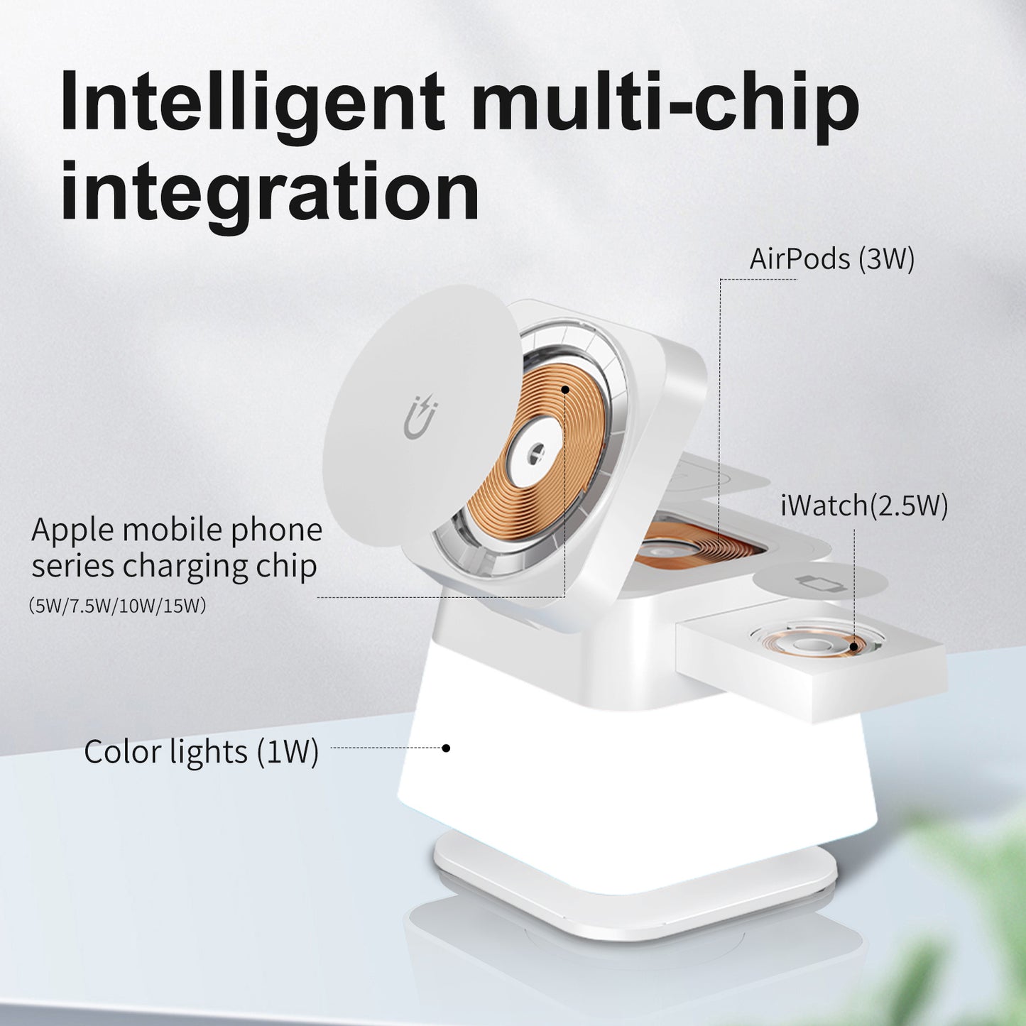 4-in-1 Magnetic Wireless Charging Station with LED Lights – Fast Charger for iPhone & More