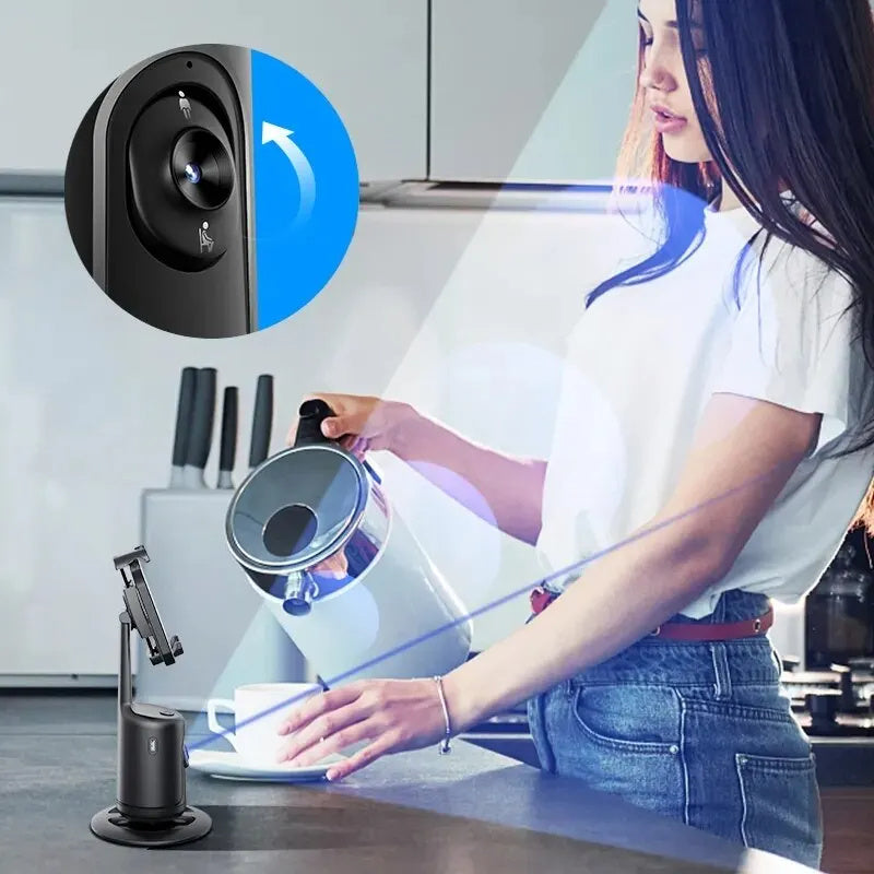 360° AI-Powered Auto Face Tracking Gimbal – Smartphone Stabilizer for Vlogging, Live Streaming, and Smooth Video Recording with Built-In Tripod!